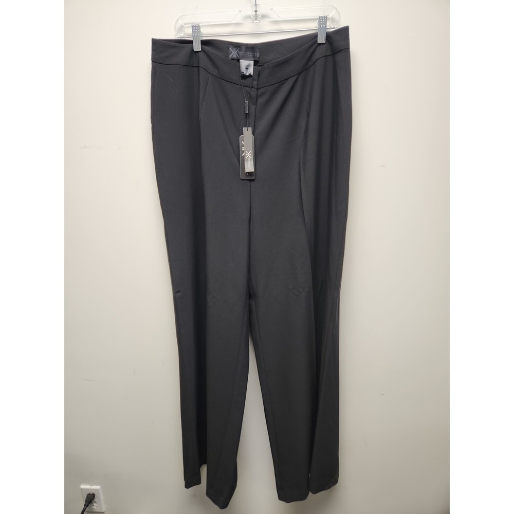 Kardashian Kollection Wide Leg Pant Womens 12 Black Business Dress High Rise NWT